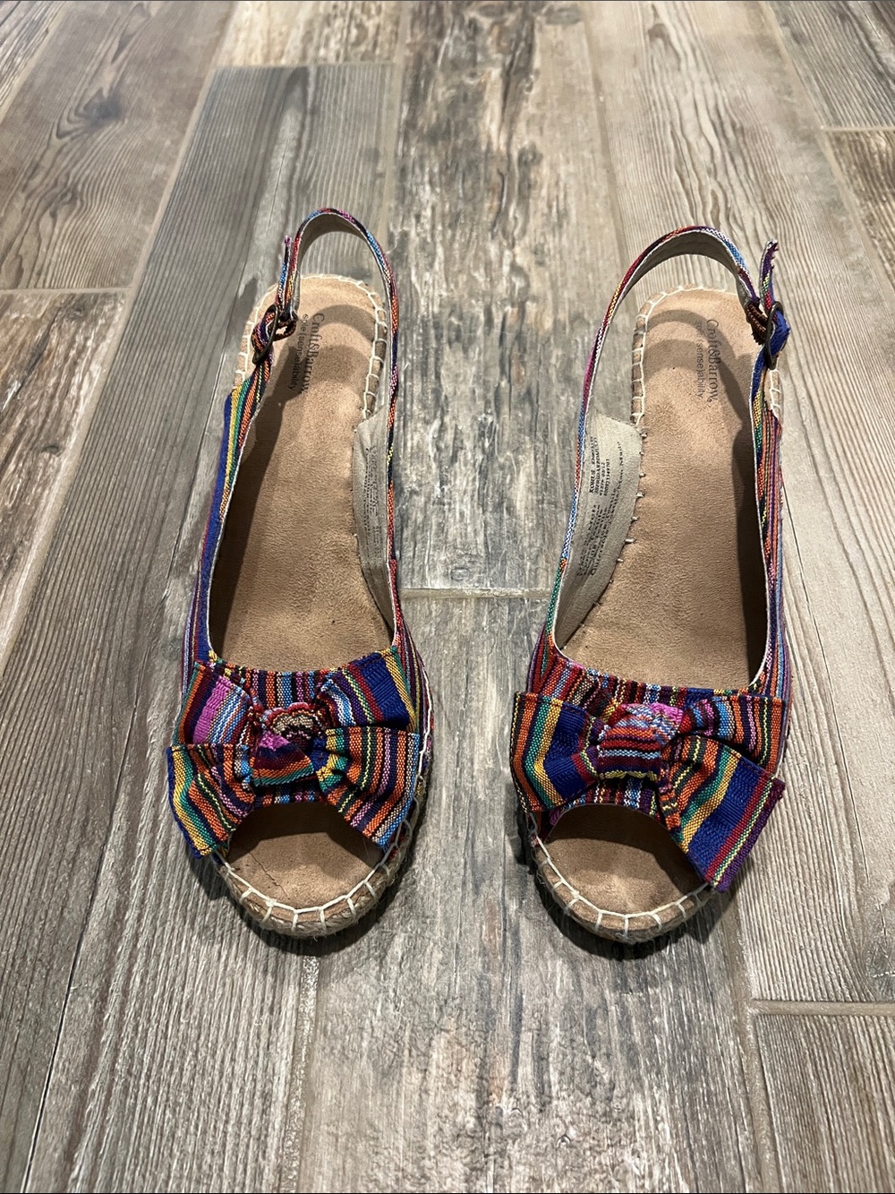 Womens Multicolor Striped Bow Slingback Espadrille